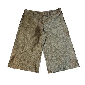 Cache Gaucho Pant Textured Metallic Crop Polyester Linen Cotton Blend Size 10